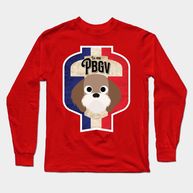 PGBV - Distressed French Petit Basset Griffon Vendeen Beer Label Design Long Sleeve T-Shirt by DoggyStyles